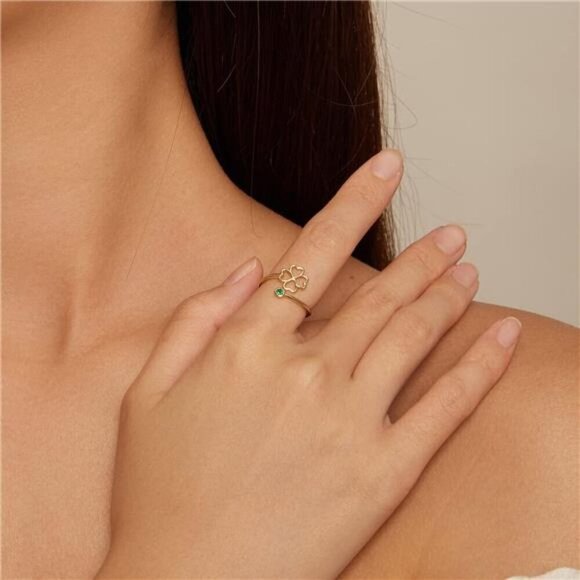 Adjustable Gold Clover Ring 925 Sterling Comes with Good Luck Irish - Picture 3 of 7